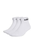 adidas Sportswear Unisex 3 Pack Cushioned Linear Ankle Socks - White, White, Size S, Men