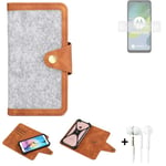 Felt Case + earphones for Motorola Moto E13 Cover light grey