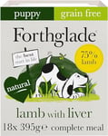 Forthglade Wet Puppy Food (18 x 395g Trays) - Puppies 2-12 Months, Grain Free Lamb with Liver & Vegetables, Stomach Sensitive Dog Food with Natural Ingredients, Hypoallergenic Dog Food