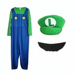 Super Mario Bros Unisex aikuisten ja lasten cosplay-asut miesten Luigi M