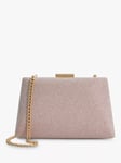 Dune Bellaria Angled Frame Metallic Box Clutch Bag, Rose Gold