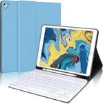 Coque Étui Ipad 6 Génération Avec Clavier, Grain Soie Cover, Bleu