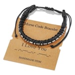 Morse Code Alfanumerisk Par Armband Justerbara Armband Morse Code String ZJ8398-I Love You