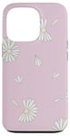 Coque pour iPhone 13 Pro Marguerites blanches sur fond rose pâle