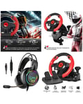 CASQUE + Volant et pédales de jeu Vidéo Race Pro Wheel 1 compatible WINDOWS 11/ PC SPIRIT OF GAMER PROGRAMMABLE 6 boutons+Casque PC