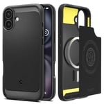 Spigen Rugged Armor MagFit Case for iPhone 16, Compatible with MagSafe Accessories - Matte Black