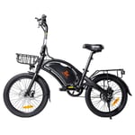 Kukirin V1 Pro Vélo Électrique Pneus 20 Pouces 48 V 350 W Moteur 45 Km/H Vitesse Maximale 7,5 Ah Batterie Double Frein À Disque + Frein Électrique Avec Panier Avant Et Porte-Bagages Arrière