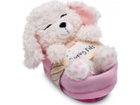 Nici Nici 49749 Maskot Vit Pudel 12Cm Sovande I Korg, Rosa Grön