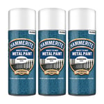 3x Hammerite Direct To Rust Hammered White Aerosol Fast Drying Spray Paint 400ml