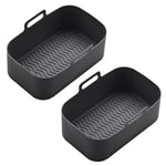 Pot en Silicone 2 PièCes pour Friteuse à Air RéUtilisable Fryer Liner Panier Pliable Rack avec PoignéEs Noir