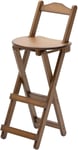 Tabouret De Bar Pliable En Bambou Tabouret De Cuisine Avec Dossier Repose Pieds Pour Cuisine Maison Jardin Bar Travail, Hauteur D'assise 61cm, Marron