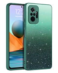 YINLAI Coque pour Xiaomi Redmi Note 10 Pro/Note 10 Pro Max dégradé Paillettes Antichoc Etui Xiaomi Redmi Note 10 Pro Effet de Lueur Nocturne Housse pour Redmi Note 10 Pro Max - Dégradé Vert foncé