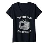 Womens I'm Not Old I'm Classic TV Set Television Cathode-Ray Tube V-Neck T-Shirt