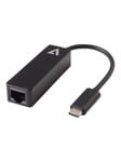 V7 Gigabit Ethernet Adapter USB-C Male to RJ45 Female Black