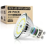 Allesgute 20x 5W GU10 LED Light Bulbs Cool White 6000K Spotlight, 500lm LED Bulbs Replace for 45W Halogen Lamp, 220-240V Non Dimmable