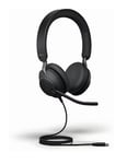Jabra Evolve2 40 SE Wired Noise-Cancelling Stereo Headset With 3-Microphone Call Technology and USB-C Cable - MS Teams Certified, Works with All Other Platforms - Black