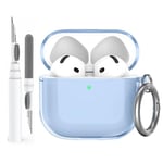 AhaStyle Transparente Coque AirPods 4 (2024) avec Kit Nettoyage [Anti-Jaunissement] Étui Protection TPU Souple Clear Housse pour AirPods 4ème Génération Supportant Recharge USB-C et Recharge sans Fil