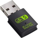 USB WiFi Bluetooth-adapter, 600 Mbps Dual Band 2,4/5 GHz trådlös