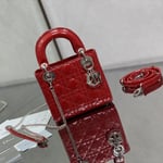 AUCUNE 2020 Dior nouvelle mode sexy mini rhomboïde chaîne en cuir brillant une épaule diagonale sac à main Rouge et Blanc