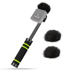 YOUSHARES Interview Microphone Handle - Rode Wireless Go 2 Handle with 2 Wind Muff Compatible for Rode Wireless Go II Microphone