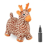 Relaxdays Bouncing Hopper, Giraffe Design, incl. Pump, Children 3+, 50 kg Capacity, BPA-Free, Inflatable, Multicoloured, 52 x 23 x 52 cm