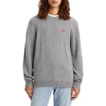 Pull léger oversize Levi's® en laine stretch grise unie à col rond côtelé