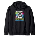 Fueled By Coffee True Crime Stories True, Crime Coffee Cat Zip Hoodie