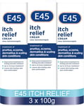 E45 Itch Relief Cream, 3 x 100g Tubes for Dry Skin Treatment