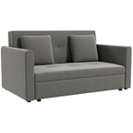 HOMCOM 2 Seater Sofa Bed Convertible Bed Settee w/ 2 Cushions Storage Light Grey