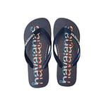 Havaianas Unisex's Top Logomania Print Flip-Flop, Navy Blue, 1/2 UK