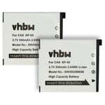vhbw 2x Batteries compatible avec Casio Exilim EX-Z90, EX-Z9 appareil photo (550mAh, 3,6V, Li-ion)