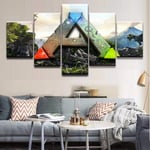 5D DIY Diamond Painting Wall Art Pictures Living Room 5 Pieces Ark Survival Evolved Logo Paintings Home Decorative Rhinestone Painting Posters
