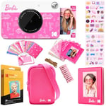 Kodak x Barbie Printomatic Full-Color Instant Print Digital Camera Barbie Gift Bundle (Signature Style)+ Barbie Case, Photo Album, Sticker & Hanging Frames, 50 Stickers + Zink Paper (20 Sheets)