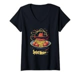 Womens Western Spaghetti Fun Cowboy Pasta Funny Food Whimsical Art V-Neck T-Shirt