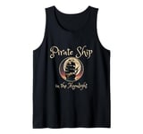 Pirate Ship In The Moonlight On The Water Skull Crossbones Tank Top