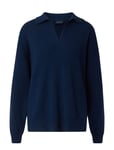 Lexington Clothing Peyton Boiled Merino Wool Knitted Polo Sweater Marinblå