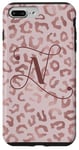 iPhone 7 Plus/8 Plus Letter N Initial Leopard Rose Pink Cheetah Monogram Case