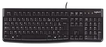 Logitech K120 Clavier sans Fil Business Windows, Plug-and-Play USB, Taille Standard, Etanche, Barre d’Espacement Incurvée, Clavier AZERTY Belge - Noir