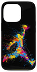 Coque pour iPhone 13 Pro Splash d'action coloré pour les amateurs de basket-ball