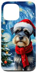 Coque pour iPhone 13 Pro Max Miniature Schnauzer Starry Night Christmas Van Gogh Dog