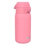 Ion8 Gourde Isotherme Enfant, Inox, 320ml, Anti-Fuite, Facile à Ouvrir, Verrouillage Sécurisé, Lavable au Lave-Vaisselle, Poignée de Transport, Durable, Acier Inoxydable, Rose