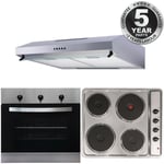 SIA 60cm True Fan Single Electric Oven, 4 Zone Plate Hob & Visor Cooker Hood Fan