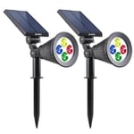 LUMISKY Pack de 2 Spots solaires extérieur étanches - 4 LEDs colorées - 200 Lm - Tete pivotante a 90°C