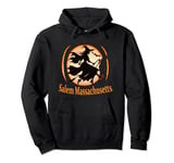 Flying Witches of Salem MA Lit Jack O Lantern on Halloween Pullover Hoodie