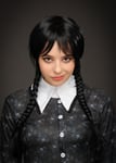 Deluxe Wednesday Addams Style Black Wig with Fringe