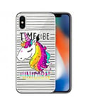 Coque Iphone XR licorne raye unicorn arc ciel rainbow star transparente