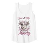 Womens Highland Cow Just A Little Moody Cute Farm Animal Farmer Tank Top