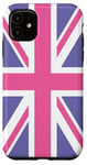 Coque pour iPhone 11 Violet et rose, drapeau du Royaume-Uni Union Jack