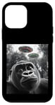 Coque pour iPhone 12 mini Gorilla Selfie avec Alien OVNI pour hommes, femmes, garçons, filles, enfants