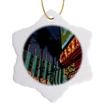 3dRose Neon Casinos, Freemont Street, Las Vegas, Nevada, Julien Mcroberts Snowflake Ornament, Multi-Colour, 3-Inch